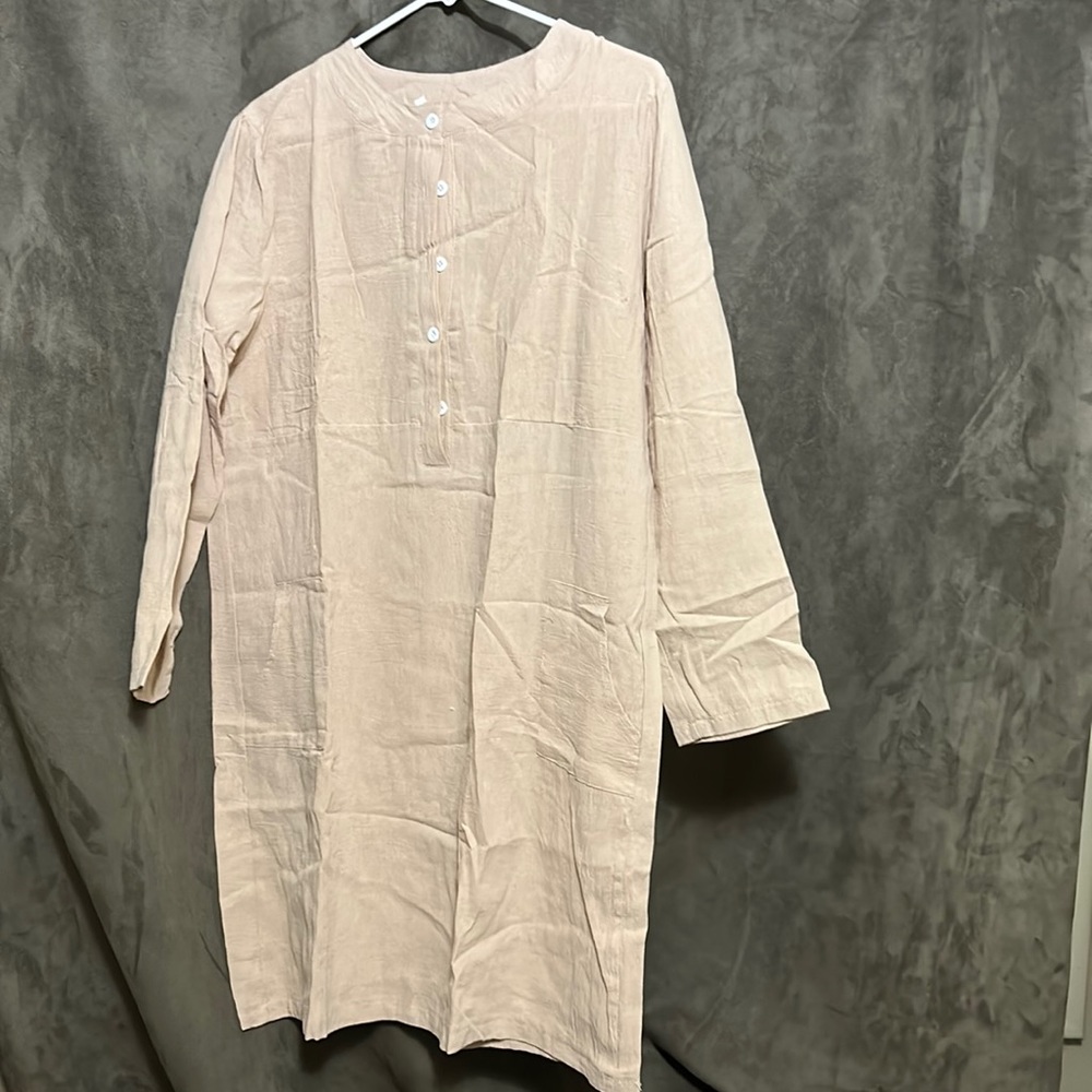 Item 135 3/4 sleeve brown linen top